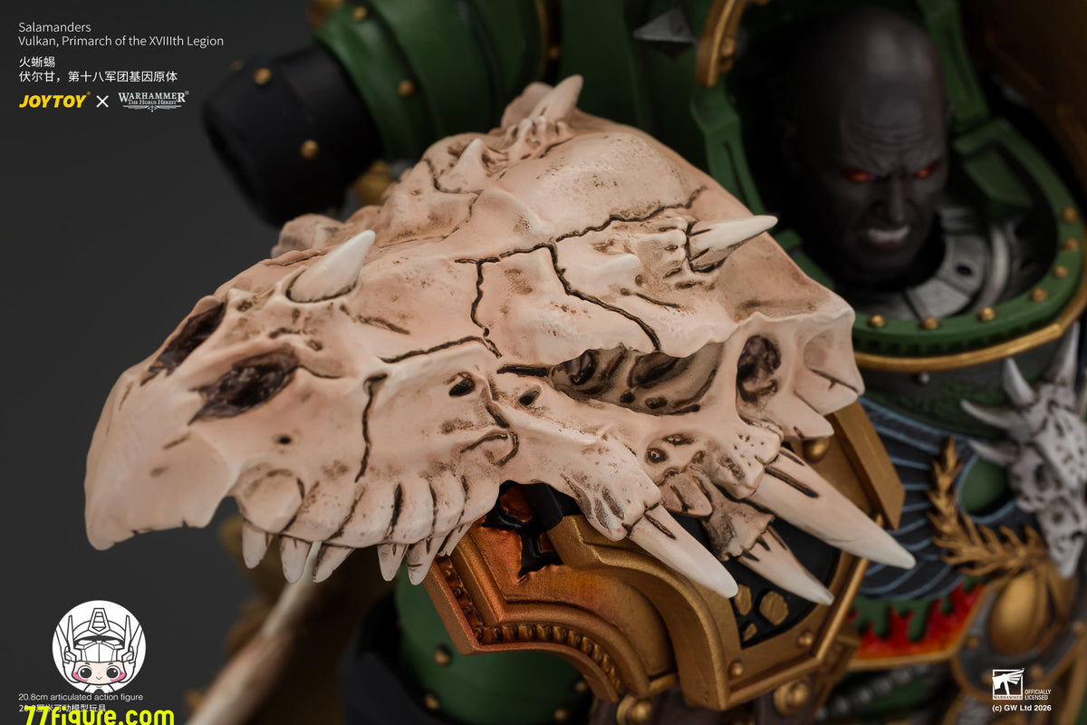 【予約商品】ジョイトイ JoyToy Source 1/18『ウォーハンマー ホルスの異端』サラマンダー ヴァルカン 第18軍団のプライマーク（ドーンブリンガー、ザ・ファーネス・ハート＆ドラゴンズ・ブレス・ガントレット付き）塗装済み可動フィギュア