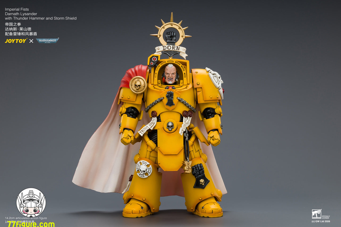 【予約商品】ジョイトイ JoyToy Source 1/18『ウォーハンマー40K』インペリアルフィスト ダーナス・ライサンダー サンダーハンマー＆ストームシールド付き 塗装済み可動フィギュア