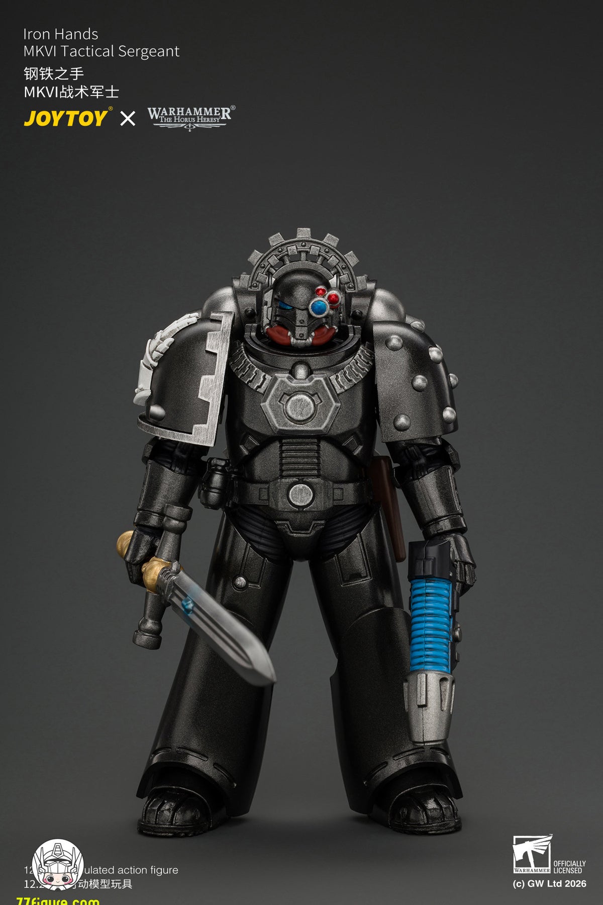 【予約商品】ジョイトイ JoyToy Source 1/18『ウォーハンマー ホルスの異端』アイアン・ハンズ MkVI タクティカル・サージェント ボルトガン・プラズマピストル＆パワーソード付き 塗装済み可動フィギュア