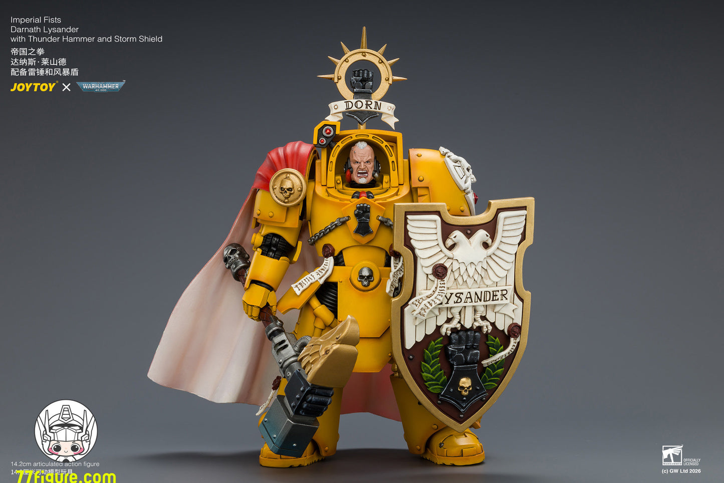 【予約商品】ジョイトイ JoyToy Source 1/18『ウォーハンマー40K』インペリアルフィスト ダーナス・ライサンダー サンダーハンマー＆ストームシールド付き 塗装済み可動フィギュア
