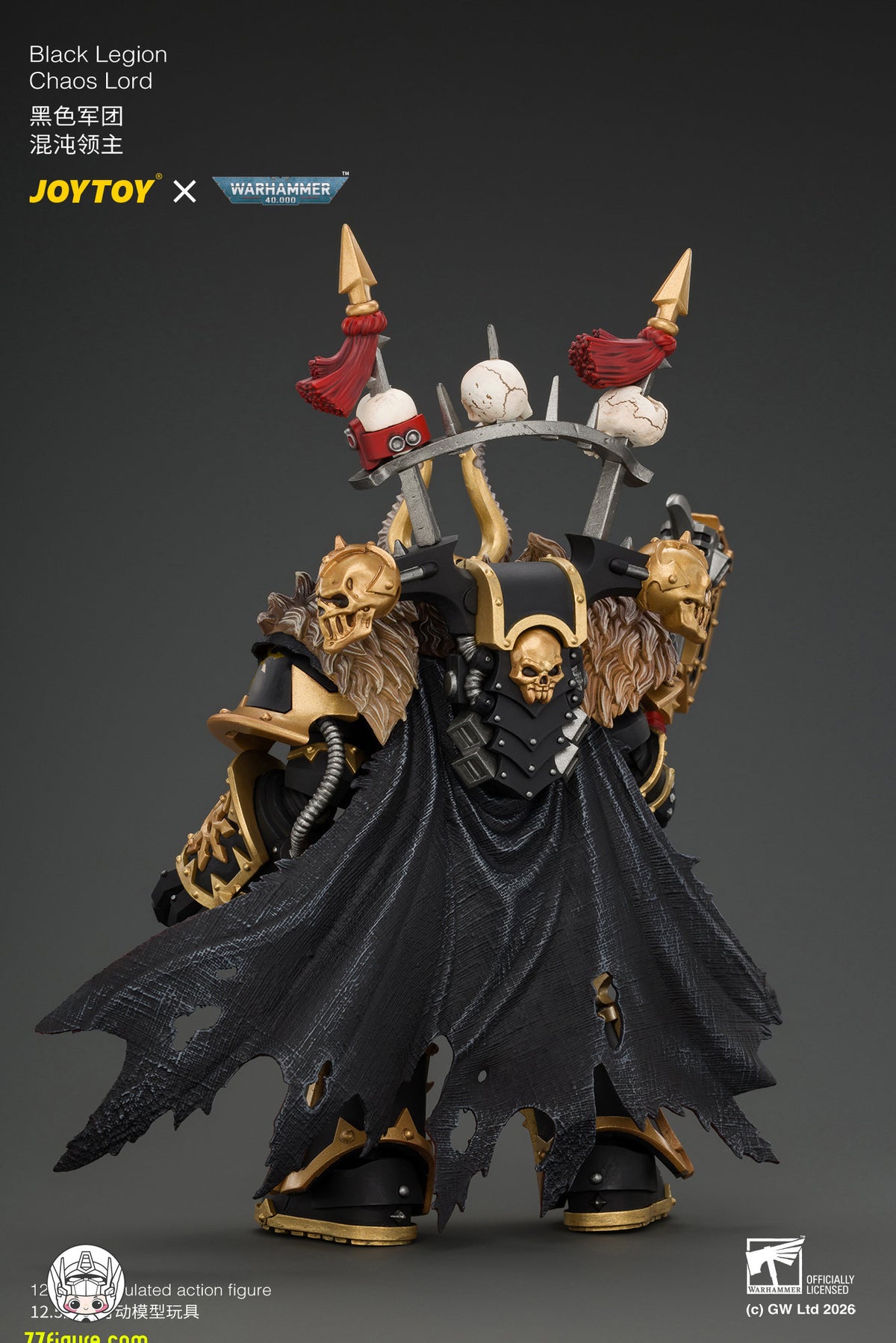 【予約商品】ジョイトイ JoyToy Source 1/18『ウォーハンマー40K』ブラック・レギオン ケイオス・ロード パワーフィスト、プラズマピストル＆アスタルテス・チェーンブレード付き 塗装済み可動フィギュア