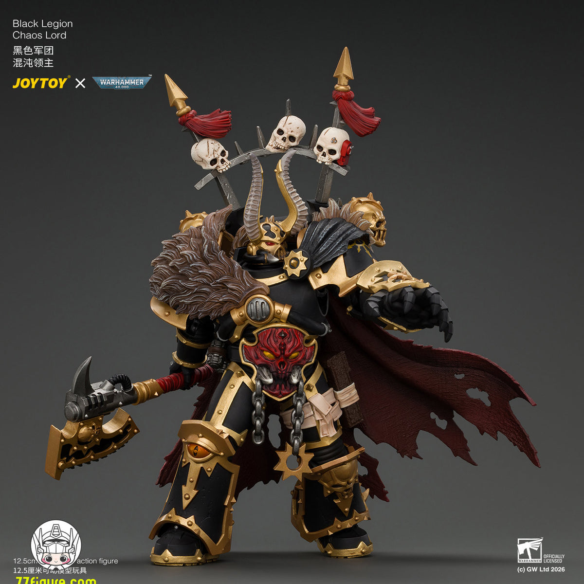 【予約商品】ジョイトイ JoyToy Source 1/18『ウォーハンマー40K』ブラック・レギオン ケイオス・ロード パワーフィスト、プラズマピストル＆アスタルテス・チェーンブレード付き 塗装済み可動フィギュア