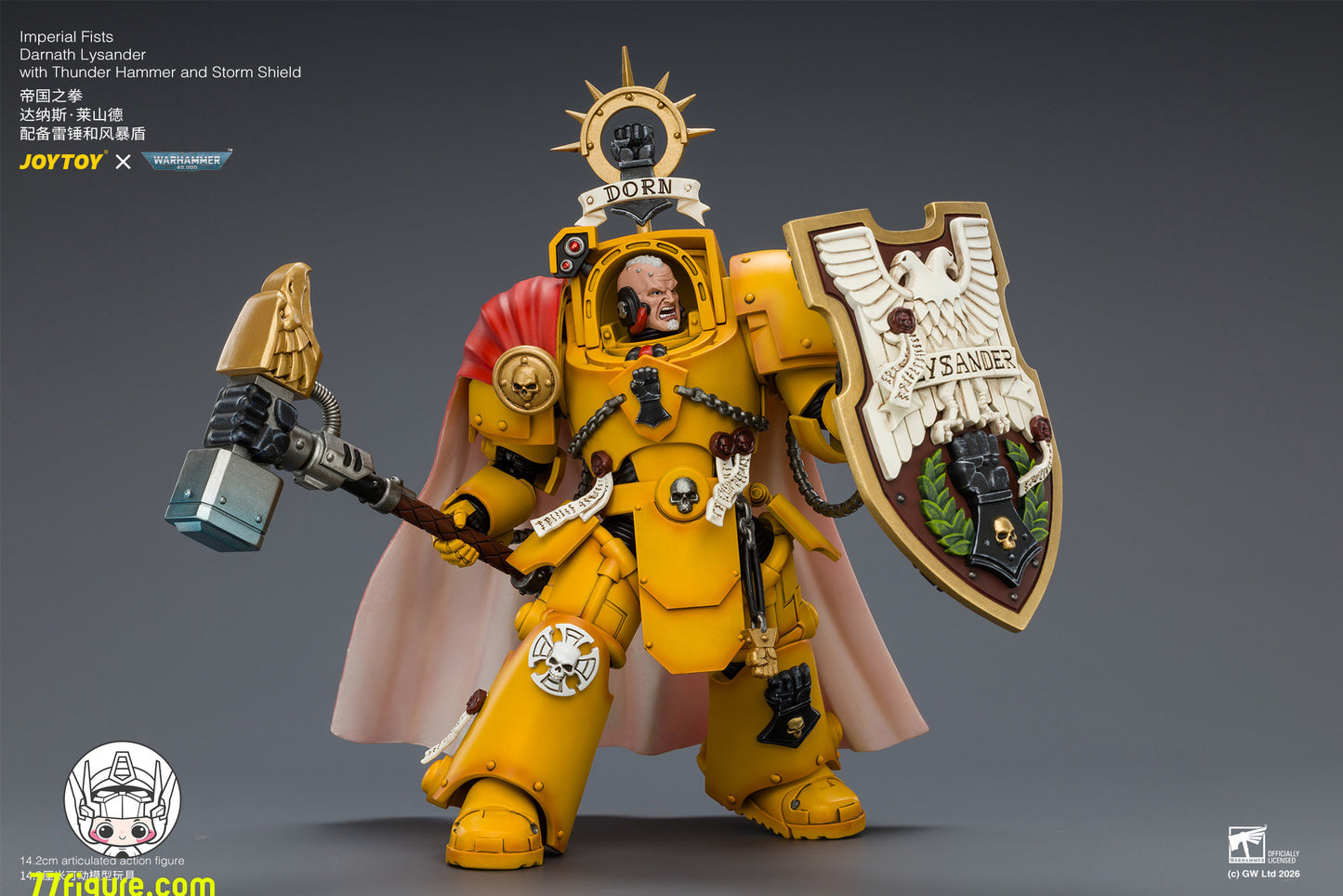 【予約商品】ジョイトイ JoyToy Source 1/18『ウォーハンマー40K』インペリアルフィスト ダーナス・ライサンダー サンダーハンマー＆ストームシールド付き 塗装済み可動フィギュア