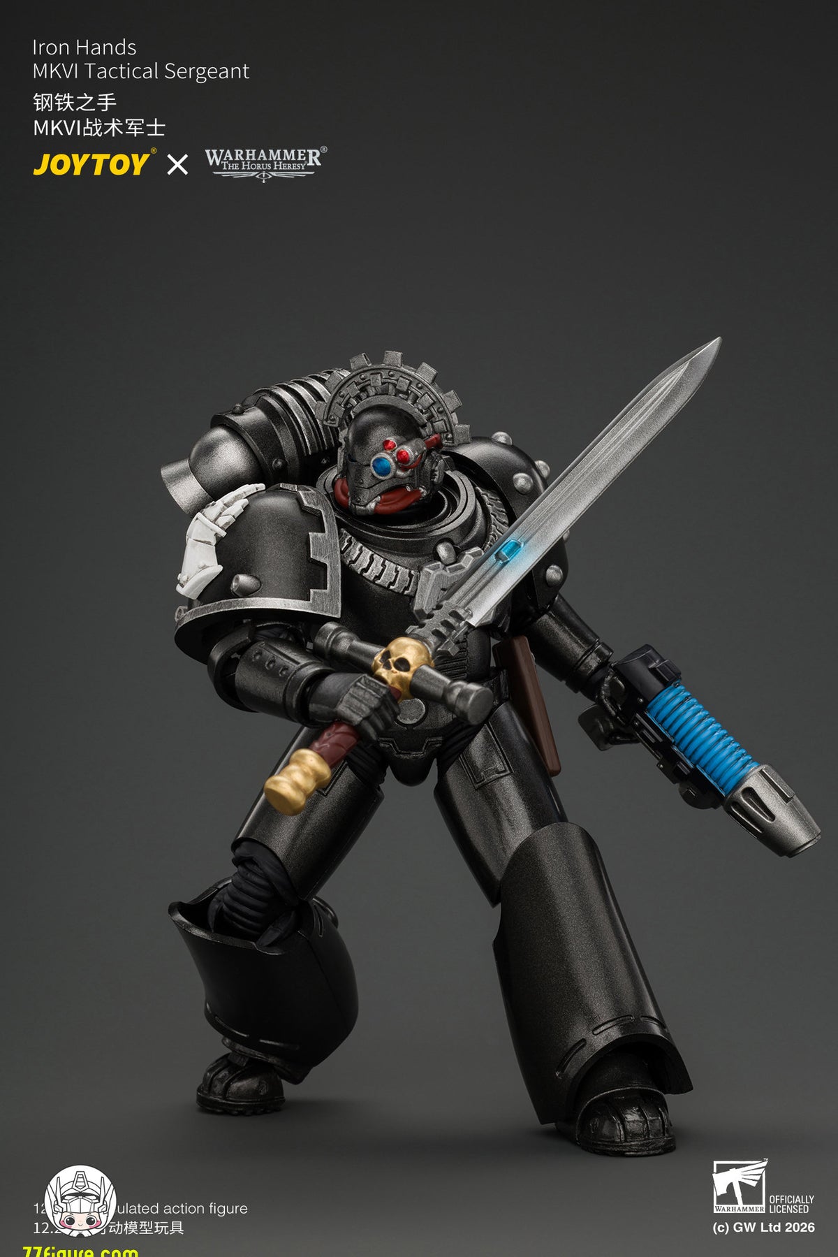 【予約商品】ジョイトイ JoyToy Source 1/18『ウォーハンマー ホルスの異端』アイアン・ハンズ MkVI タクティカル・サージェント ボルトガン・プラズマピストル＆パワーソード付き 塗装済み可動フィギュア
