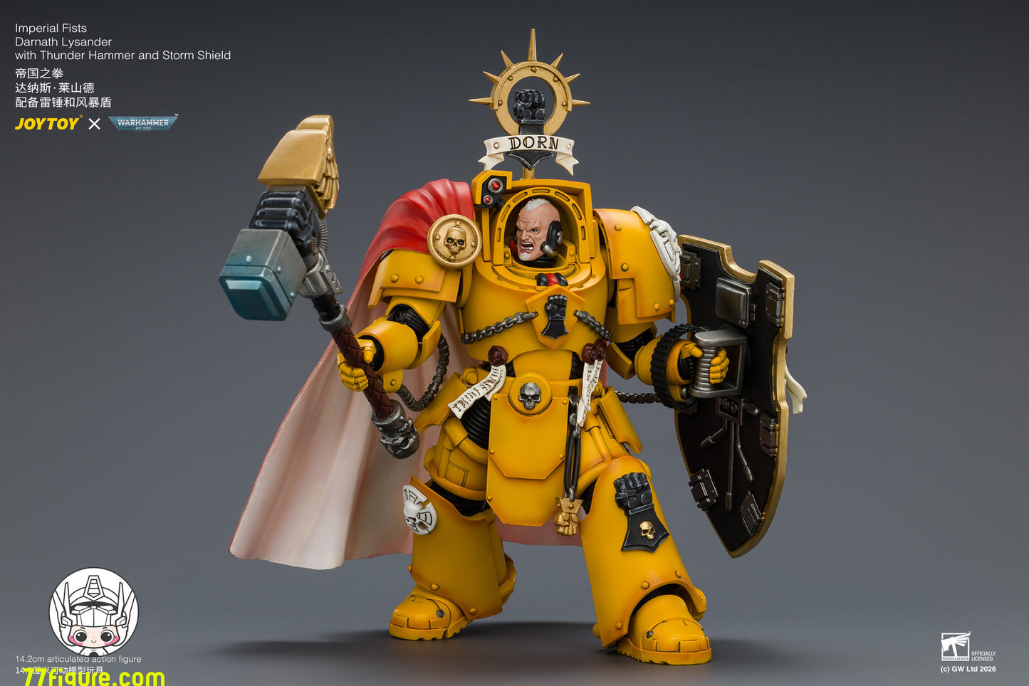 【予約商品】ジョイトイ JoyToy Source 1/18『ウォーハンマー40K』インペリアルフィスト ダーナス・ライサンダー サンダーハンマー＆ストームシールド付き 塗装済み可動フィギュア