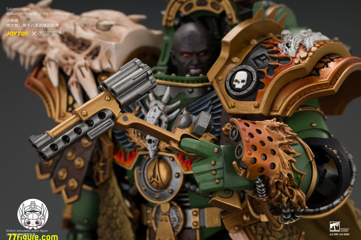 【予約商品】ジョイトイ JoyToy Source 1/18『ウォーハンマー ホルスの異端』サラマンダー ヴァルカン 第18軍団のプライマーク（ドーンブリンガー、ザ・ファーネス・ハート＆ドラゴンズ・ブレス・ガントレット付き）塗装済み可動フィギュア
