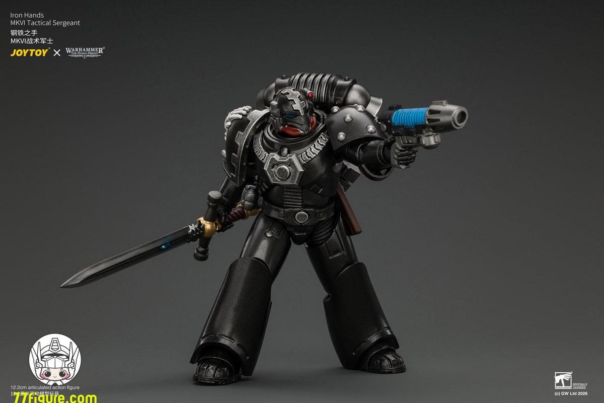 【予約商品】ジョイトイ JoyToy Source 1/18『ウォーハンマー ホルスの異端』アイアン・ハンズ MkVI タクティカル・サージェント ボルトガン・プラズマピストル＆パワーソード付き 塗装済み可動フィギュア