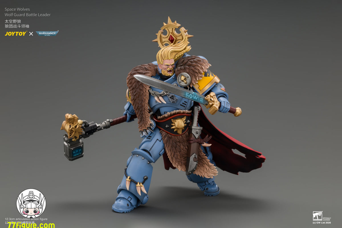 【予約商品】ジョイトイ JoyToy Source 1/18 『ウォーハンマー40K』 スペースウルフ ウルフガード・バトルリーダー マスタークラフト・パワーウェポン、ストームシールド、サンダーハンマー、マスタークラフト・ヘビーボルトピストル＆プラズマピストル付き 塗装済み可動フィギュア