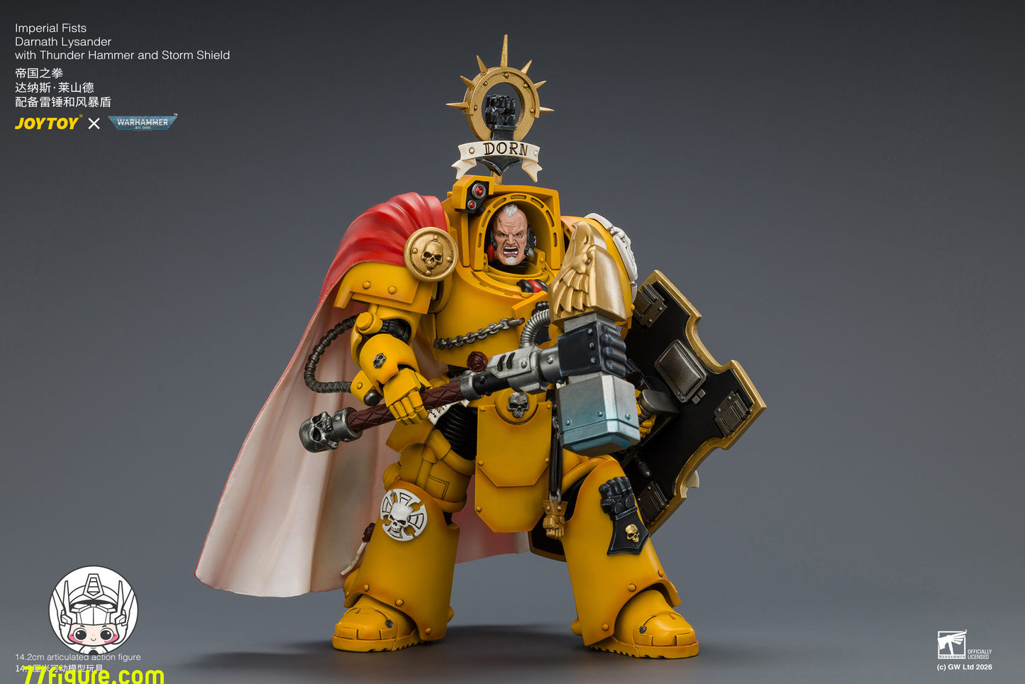 【予約商品】ジョイトイ JoyToy Source 1/18『ウォーハンマー40K』インペリアルフィスト ダーナス・ライサンダー サンダーハンマー＆ストームシールド付き 塗装済み可動フィギュア