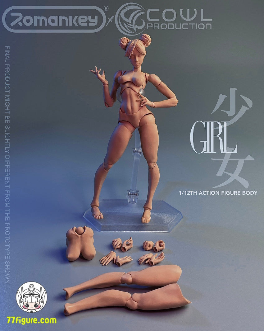 【予約商品】（再版）Romankey&Cowl 1/12 超可動女性素体 「日焼け肌」